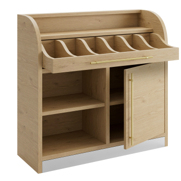 LEA | Credenza per posate | H: 110 x 105 cm | Rovere | 1 porta + 2 ripiani | Chiusura morbida