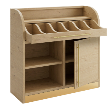 LEA | Armoire à couverts | H: 110 x 105 cm | Chêne | 1 porte + 2 étagères | Fermeture douce