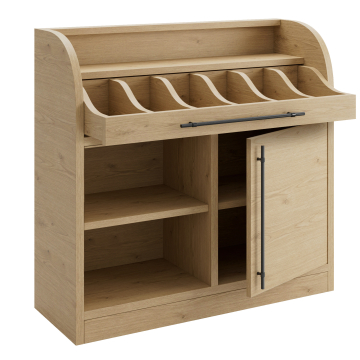 LEA | Armoire à couverts | H: 110 x 105 cm | Chêne | 1 porte + 2 étagères | Fermeture douce