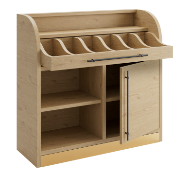 LEA | Armoire à couverts | H: 110 x 105 cm | Chêne | 1 porte + 2 étagères | Fermeture douce