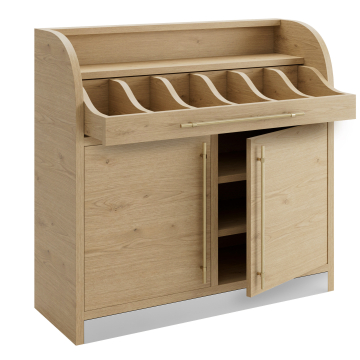 LEA | Besteckschrank | B:H 110 x 105 cm | Eiche | 2xTür + 4xBöden | Soft-Close