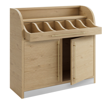 LEA | Armoire à couverts | H: 110 x 105 cm | Chêne | 2 portes | Fermeture douce