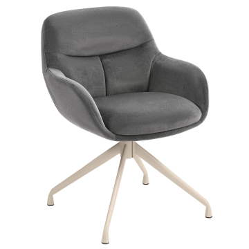 LEANO | Fauteuil d'hôtel | Velours | Gris | Pied pivotant