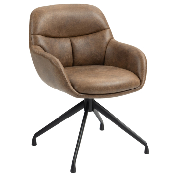 LEANO | Hotelstoel | Leer | Bruin | Draaivoet