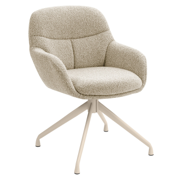 LEANO | Sedia da hotel | Tessuto Teddy | Beige | Base girevole