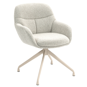 LEANO | Sedia da hotel | Tessuto Teddy | Crema | Base girevole