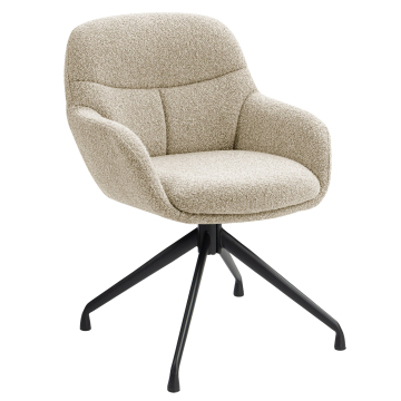 LEANO | Silla de hotel | Tela Teddy | Beige | Base giratoria