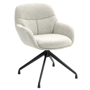LEANO | Silla de hotel | Tela Teddy | Crema | Base giratoria
