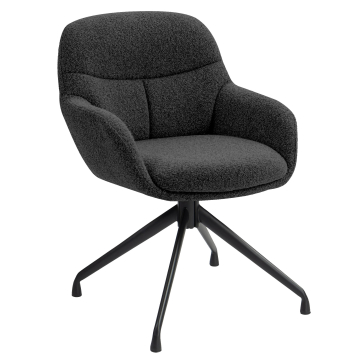 LEANO | Silla de hotel | Tela Teddy | Verde oscuro | Base giratoria