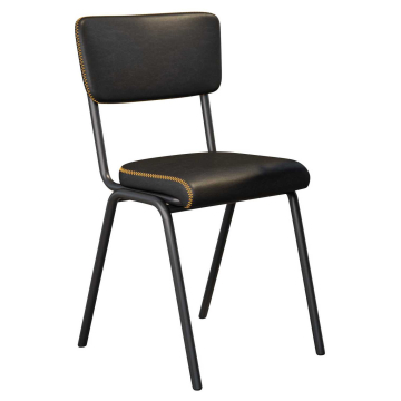 LENA | Chaise rétro en cuir | Noir | Cuir