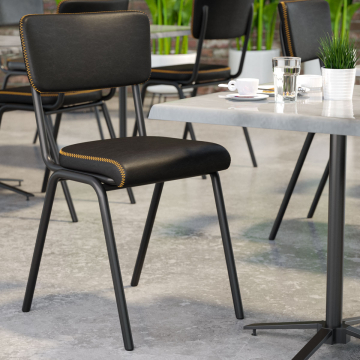 LENA | Retro Dining Chair | Black | Leather