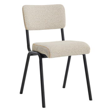 Sedia Lena Bistro | Sedia da bistrot retrò | Beige | Tessuto teddy