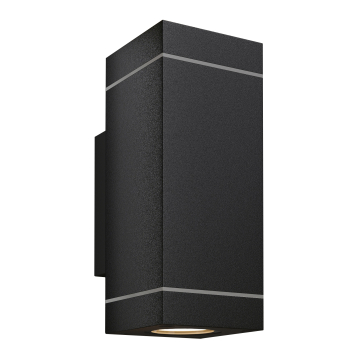 LISA | Veggspot | B:D:H 6,5 x 10 x 11 cm | Svart / aluminium | 2x20W | uteområde