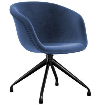 Lewis | Chaise à coque | Bleu | Velours | Pied pivotant