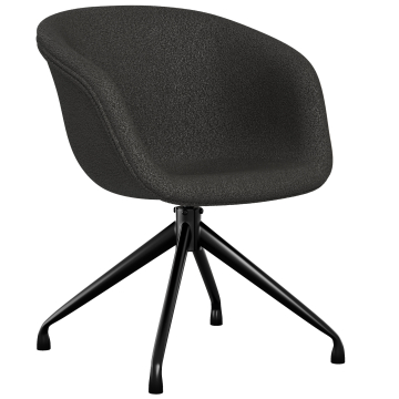 Lewis | Chaise à coque | Gris foncé | Tissu en peluche | Pied pivotant