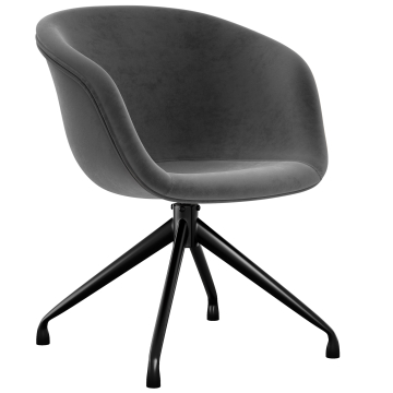 Lewis | Chaise à coque | Gris | Velours | Base pivotante