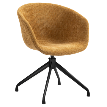 Lewis | Chaise à coque | Miel Brun | Tissu/Textile | Pied pivotant