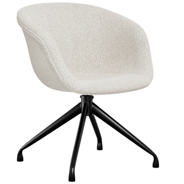 Lewis | Chaise à coques | Crème | Tissu teddy | Pied pivotant