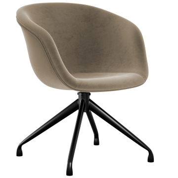 Lewis | Chaise à coques | Taupe | Velours | Pied pivotant