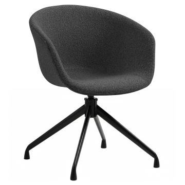 Lewis | Shell chair | Dark grey | Teddy fabric | Swivel base