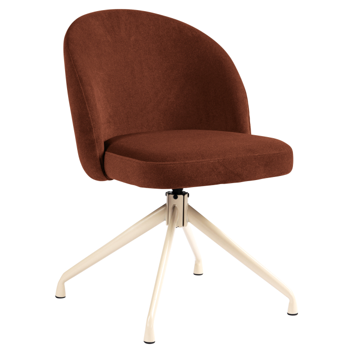 Lily | Fauteuil d'hôtel | Bronze rouge | Velours | Piètement pivotant | Structure blanche