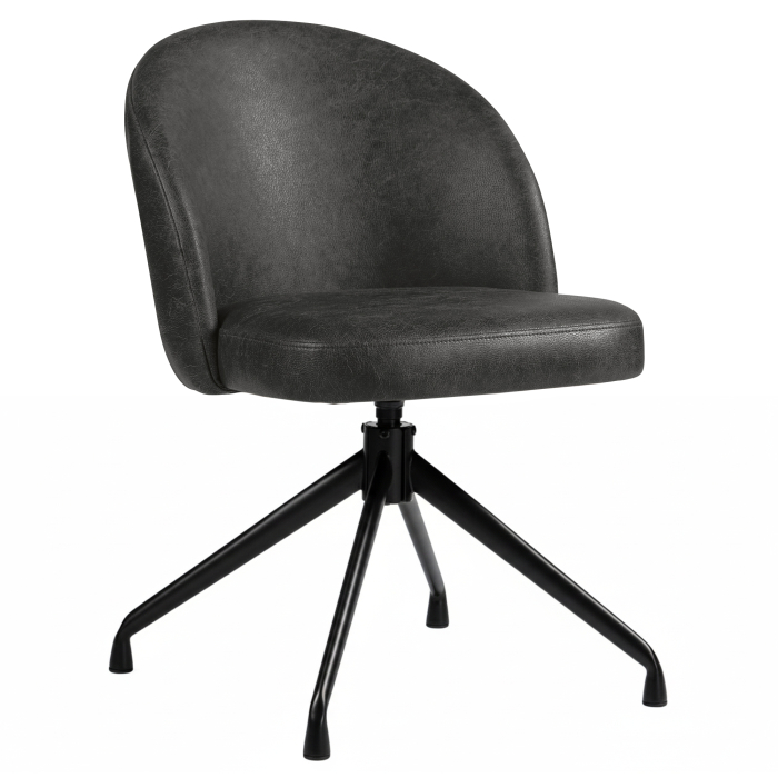 Lily | Hotellstol | Svart | Skinn | Svingbar base