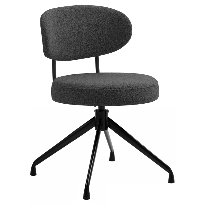 Lina | Hotel Chair | Dark Grey | Teddy Fabric | Swivel Base