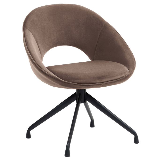 LIAM | Hotel Stuhl | Samt | Braun | Drehfuß