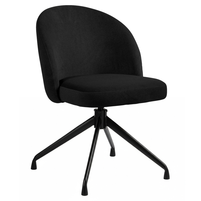 Lily | Fauteuil d'hôtel | Noir | Velours | Pivotant | Structure noire