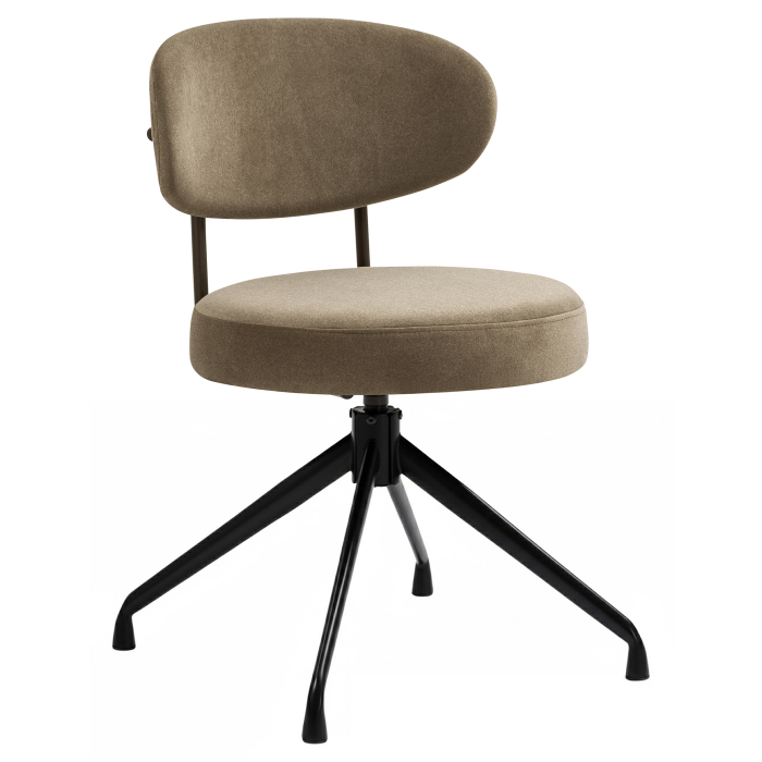Lina | Hotel Stuhl | Taupe | Samt | Drehfuß
