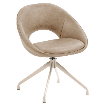 LIAM | Hotel Stuhl | Leder | Beige | Drehfuß