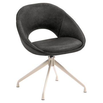 LIAM | Hotel Stuhl | Leder | Schwarz | Drehfuß