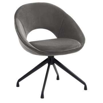 LIAM | Hotel Stuhl | Samt | Grau | Drehfuß