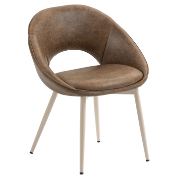LIAM | Krzesło hotelowe | Skóra | Brązowy