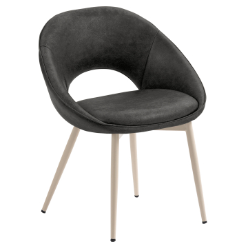 LIAM | Krzesło hotelowe | Skóra | Czarny