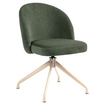 Lily | Hotel Chair | Green | Velvet | Swivel Base | White Frame