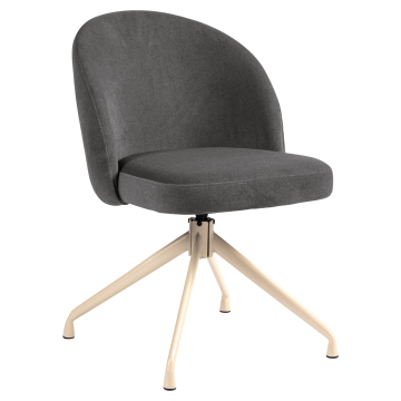 Lily | Hotel Chair | Grey | Velvet | Swivel Base | White Frame