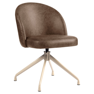 Lily | Hotel Stuhl | Braun | Leder | Drehfuß | Gestell Weiß