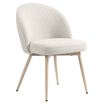 Lily | Hotelstol | Creme | Teddystof | Hvidt stel