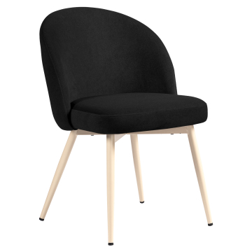 Lily | Hotelstol | Sort | Fløjl | Hvidt stel