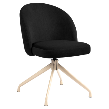 Lily | Sedia da hotel | Nero | Velluto | Base girevole | Struttura bianca