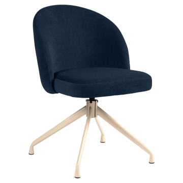Lily | Silla de hotel | Azul | Terciopelo | Base giratoria | Estructura blanca