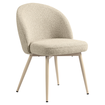 Lily | Silla de hotel | Beige | Tela Teddy | Estructura blanca