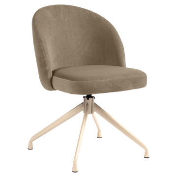 Lily | Silla de hotel | Color topo | Terciopelo | Base giratoria | Estructura blanca