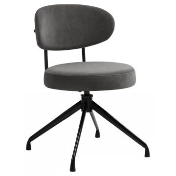 Lina | Silla de hotel | Gris | Terciopelo | Base giratoria