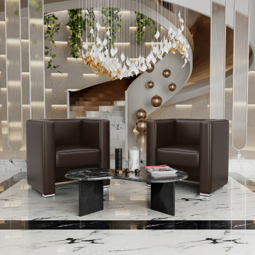 LINO | Fauteuil club | Marron foncé | Cuir