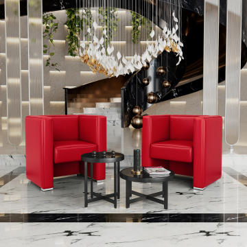 LINO | Fauteuil club | Rouge | Cuir