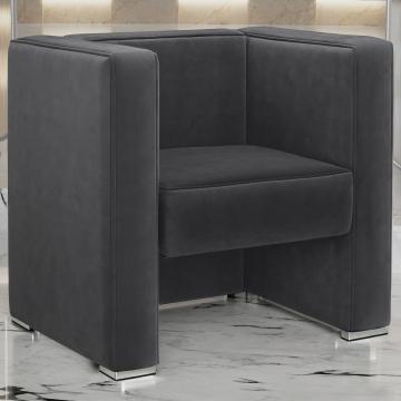 LINO | Fotel klubowy | Szary | Welur