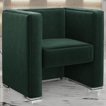 LINO | Fotel klubowy | Ciemnozielony | Welurowy