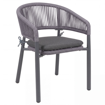 LISA | Bistro Terrassen Stuhl | + Sitzkissen | Grau
